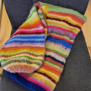 Hand-Knitted Cotton Mohair Cardigan: Colorful Striped Oversized Sweater