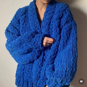 4 color Chunky Hand-Knitted Cardigan | Soft Plush Yarn Sweater | Cozy Oversized Knit | Handmade in Ukraine
